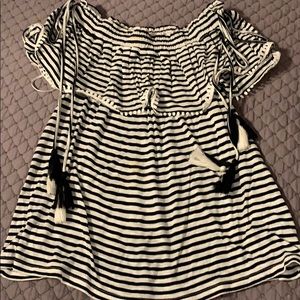 Loft striped off the shoulder top